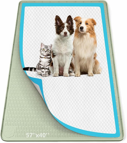 Pee Pad Holder for Dogs 57''x40'' Silicone Puppy Pee Pad Tray, Green | Extra Large Dog Potty Tray Leak-Proof, High Edge, No Spill Training Pads for Floor Protection, No Pee Pads