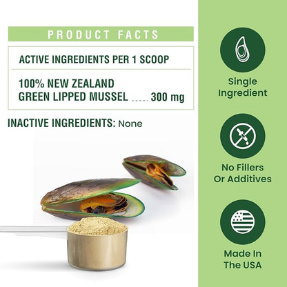 Special Breed Green Lipped Mussel Powder for Dogs & Cats - 100% New Zealand - Natural Hip & Joint Supplement for Joints, Tendons, Ligaments, Muscles - 100 Grams - Up to 332 Servings
