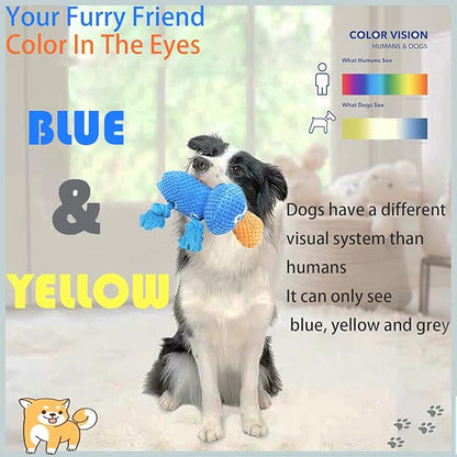 Upgraded Indestructible Dog Toys, Double Reinforced Fabric and Wrinkled Paper Plush Toys for Small, Medium and Large Dogs, Durable Dog Squeaky Toys, Teething Puppy Chew Toys (Blue)