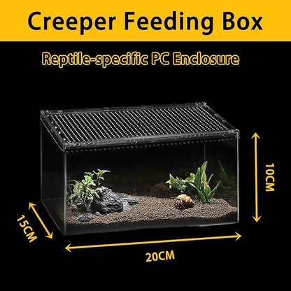 Insect breeding Box Reptile Feeding Box, Waterproof Enclosure Enclosure for arboreal Tarantula Scorpion Sling Lizards Snake Gecko Jumping Spider Snail Isopods, Reptile breeding Box (8x6x4 Inch) ﻿