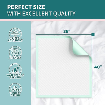 MILDPLUS Disposable Bed Pads for Adults 40"x36" 40 Pack Extra Large | Super Absorbent Underpads for Seniors & Pets, Waterproof Incontinence Pads, Mattress Protector