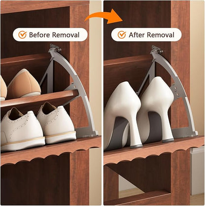 Shoe Cabinet Storage for Entryway, Fluted Shoe Cabinet
