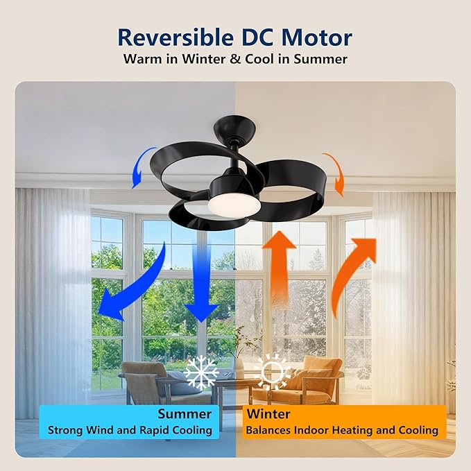 FANX 22 Inch Ceiling Fan with Light and Remote, Quiet DC Motor, Dimmable LED