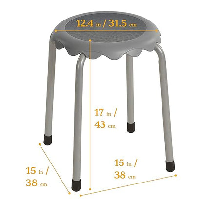 ECR4Kids Daisy Stackable Stool Set, Flexible Seating, Grey, 8-Piece