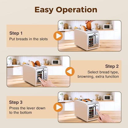 2 Slice Easy Touch Screen Toaster, Stainless Steel Toaster