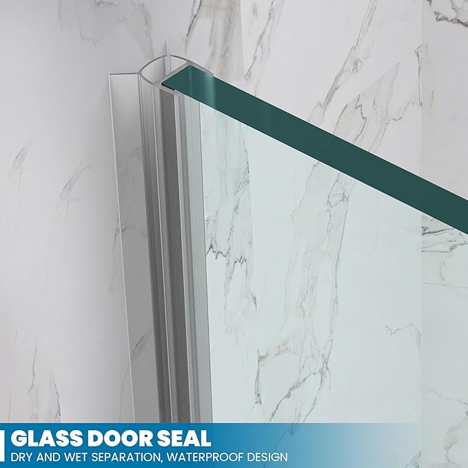 Bathroom Frameless Shower Door 36" W*72" H, 5/16" Clear Tempered Glass Hinged
