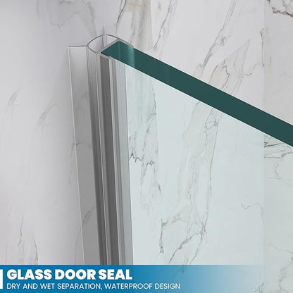 Bathroom Frameless Shower Door 36" W*72" H, 5/16" Clear Tempered Glass Hinged