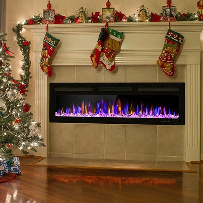 68" Electric Fireplace Wall Mounted and Recessed