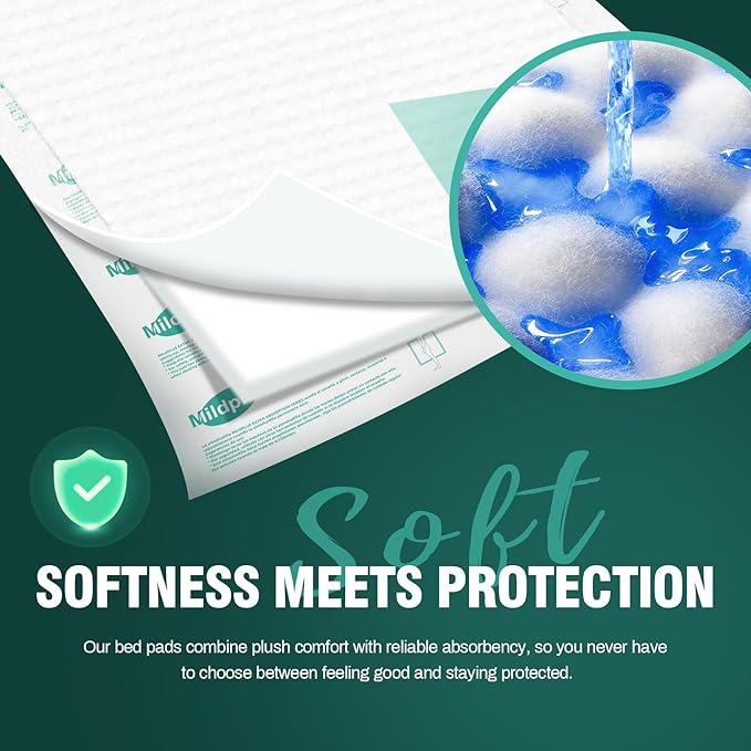 MILDPLUS Heavy Duty Underpads 36"X36", 40 Count, Ultra Absorbent Chucks 150Grams Tear-Resistant Bed Pads Disposable Incontinence Pads for Adults, Kids or Pets (Discreet Packaging)