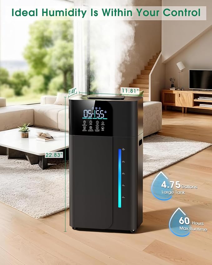 18L/4.7Gal Smart Humidifier Large Room, Warm & Cool Mist Humidifiers, 800mL/h