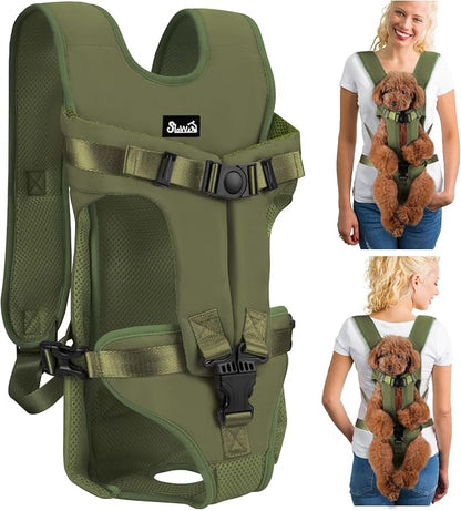Lukovee Dog Backpack Carrier, Adjustable Front Carrier for Small Breeds | Legs Out Easy-fit, Hands Free, Lightweight, Dog Chest Pack for Hiking Travel Cycling Outdoor (GR,Small)