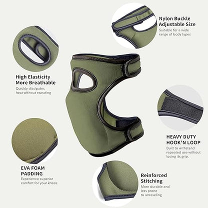 Knee Pads for Gardening - 1.5+1.5cm Dual-Layer Gel-Foam, Non-Slip, Waterproof & Breathable for Joint Support | Heavy Duty Kneeling Pads for Weeding, Floor Scrubbing, Tile Work (Green)