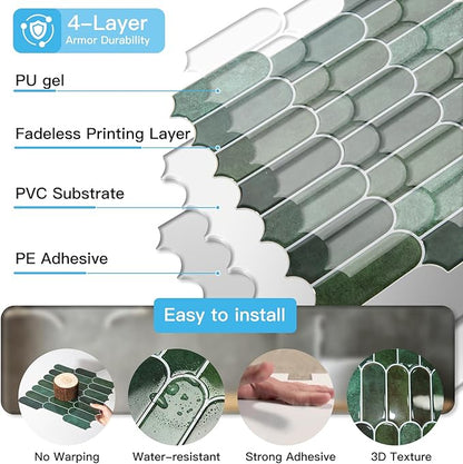Art3d 12 x 12 Inch Heavy-Duty Peel and Stick Backsplash, Self-adhesive Wall