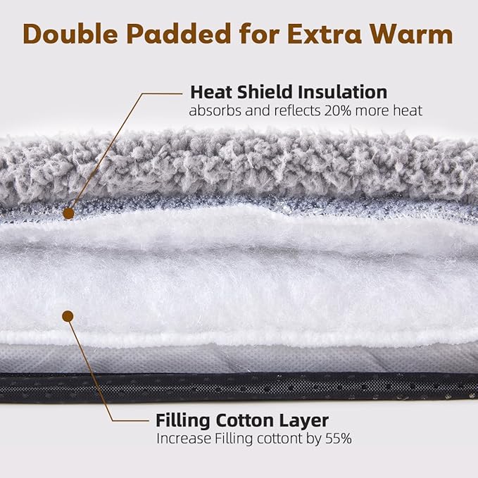 Self Warming Cat Bed Self Heating Pad 29 x 19 inch Thermal Pet mat for Indoor Outdoor Pets Double Filled Cat Mat with Washable Removable Cover Non-Slip Bottom (Light Gray)