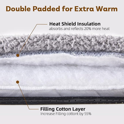 Self Warming Cat Bed Self Heating Pad 29 x 19 inch Thermal Pet mat for Indoor Outdoor Pets Double Filled Cat Mat with Washable Removable Cover Non-Slip Bottom (Light Gray)