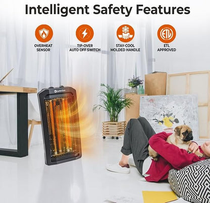 Comfort Zone Indoor Tower Space Heater, Adjustable Thermostat, Radiant Heat