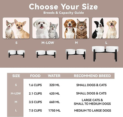 Raised Ceramic Dog Bowl Set with Stand, 7.5 Cups Elevated Dog Food Stand | 8.4'' Double Dog Food and Water Bowl Set, Non-Slip Dog Feeding Dishes for Small Breeds and Cats, 59.2 OZ, Green