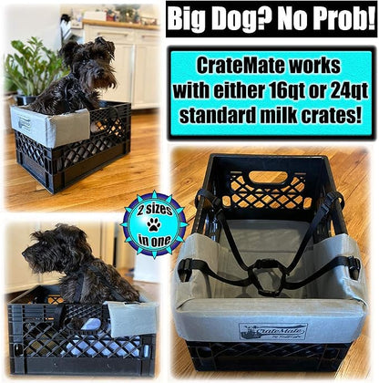 DIY Conversion/Bike Dog Carrier Package (Crate NOT Included) Padded Liner is 2 Sizes in One + 4 Point Safety Harness & Heavy Duty Fasteners Holds Pets 20lb+ for Safe Pet Bicycle Travel