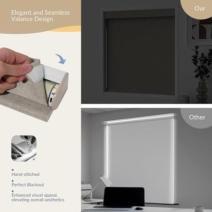 Boolegon Motorized Blinds with Remote, 100% Blackout Smart Electric Window