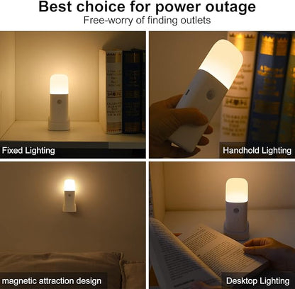 Motion Sensor Night Lights Indoor, Rechargeable Night Light Battery Powered, Portable Nightlight with Adjustable Brightness Activated Table Lamp for Kids, Adults(Warm Light, 4 Pack)