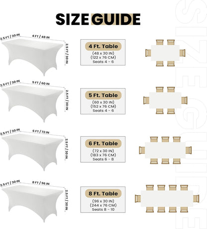 Utopia Kitchen 6FT Spandex Tablecloth [1 Pack, White] 200 GSM Stretch, Fitted, Washable and Wrinkle Resistant Table Cloth Rectangle Cover for Trade Shows, Wedding, Parties [72Lx30Wx30H Inch]
