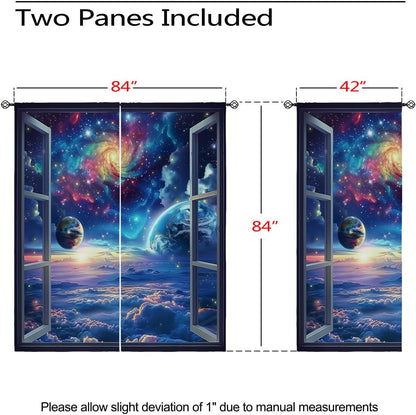 Space Galaxy Blackout Curtains for Girls Boys Kids Home Decor, Universe Nebula Galaxies Solar Planet Grommet Thermal Insulated Drapes Darkening Window Curtain for Bedroom Living Room, 84 x 84 Inch