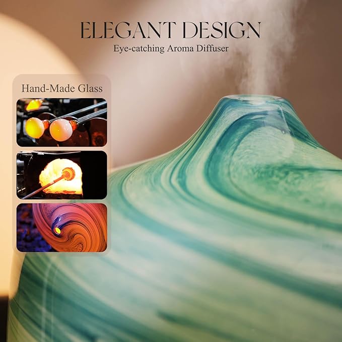 Porseme 500ml Glass Essential Oil Diffuser Aromatherapy Ultrasonic Cool Mist