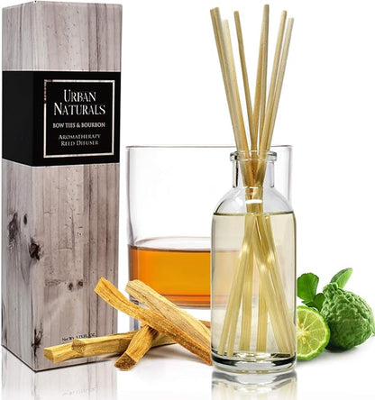 Urban Naturals Bowties & Bourbon Reed Diffuser Gift Set | Dark Oak, Bergamot &