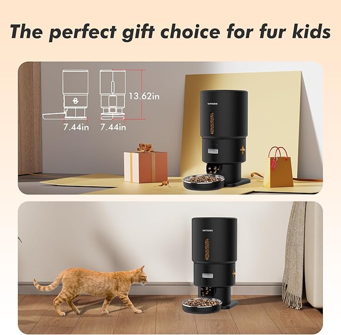 Automatic Cat Feeder - 5L Anti-Clog Cat Food Dispenser Keeps 2-15mm Dry Food