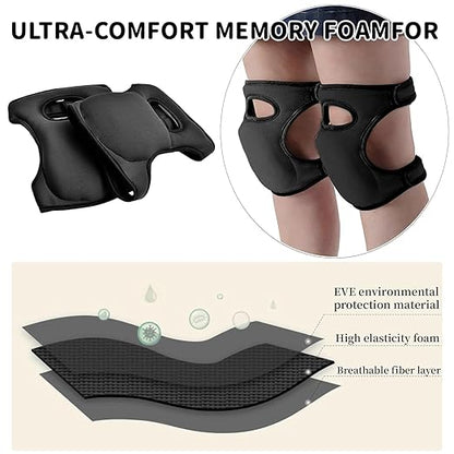 Knee Pads for Gardening - 1.5+1.5cm Dual-Layer Gel-Foam, Non-Slip, Waterproof & Breathable for Joint Support | Heavy Duty Kneeling Pads for Weeding, Floor Scrubbing, Tile Work (Black)