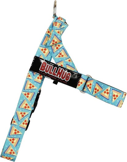 Adjustable Dog Harness– No Pull, No Choke – for English Bulldogs, French Bulldogs, Pugs & Broad-Chested Breeds – Easy, Safe Walks (Pizza, Large)