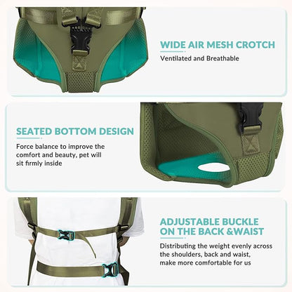 Lukovee Dog Backpack Carrier, Adjustable Front Carrier for Small Breeds | Legs Out Easy-fit, Hands Free, Lightweight, Dog Chest Pack for Hiking Travel Cycling Outdoor (GR,Small)