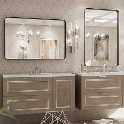 LOAAO 20X30 Inch Black Metal Framed Bathroom Mirror