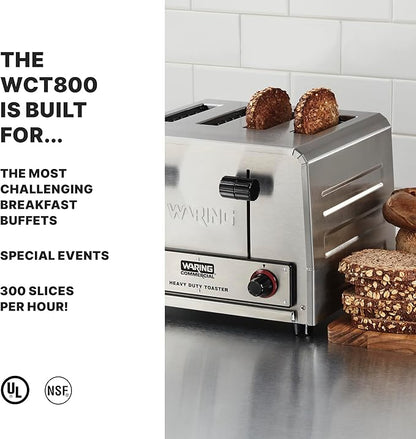 Waring Commercial WCT800 4-Slice Heavy Duty Commercial Pop-Up Toaster,