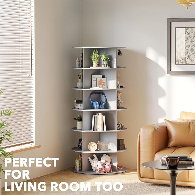 SpaceAid 6 Tier Rotating Shoe Rack Tower, Spinning Shoe Display Lazy Susan