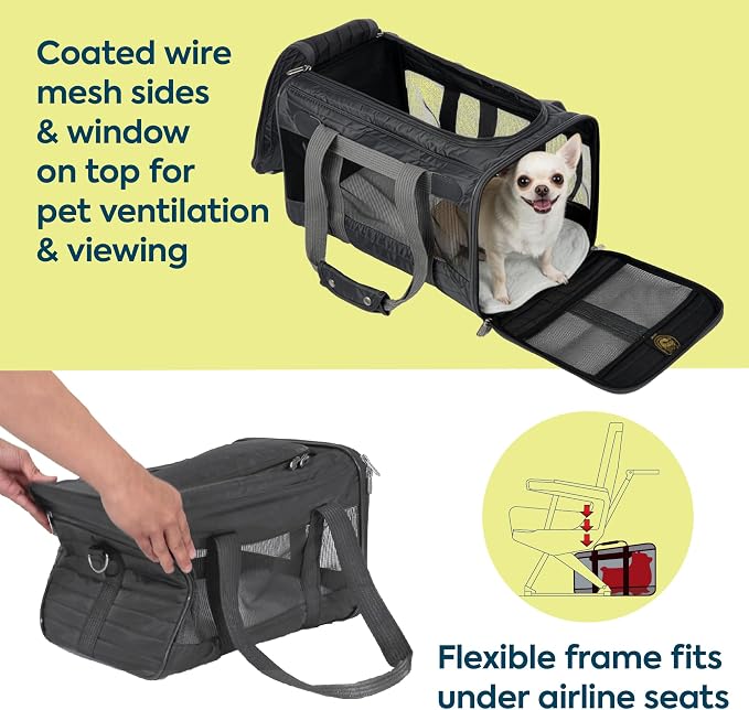 Sherpa Original Deluxe Travel Pet Carrier, Airline Approved & Guaranteed On Board - Charcoal Gray, Medium