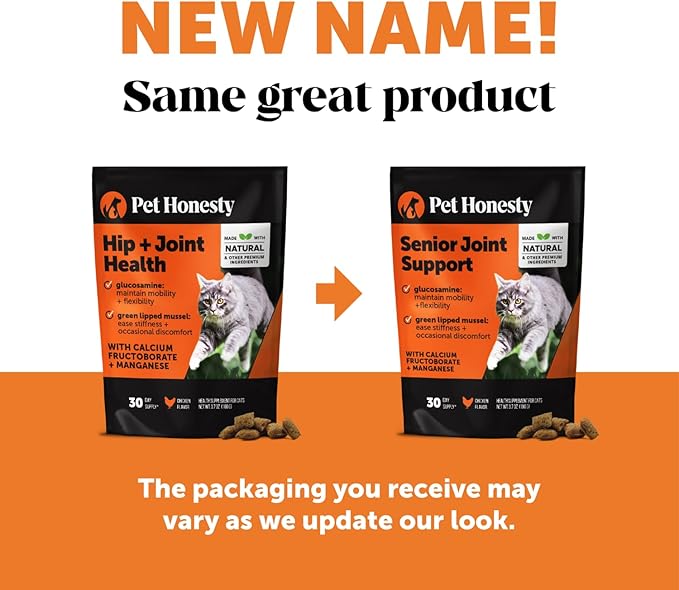 Cat Hip + Joint Health Chews – Crunchy & Creamy Cat Joint Support Supplement - Glucosamine, Chondroitin & Omega-3s – Supports Mobility, Flexibility & Comfort for Indoor & Outdoor Cats (Chicken 30-Day)