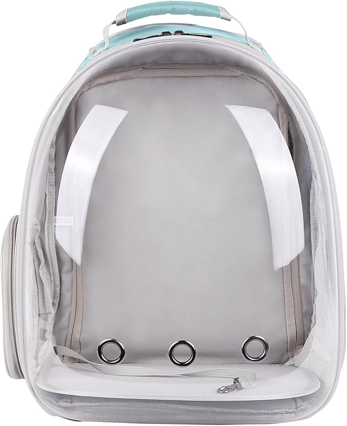 halinfer Dual Extension Pet Backpack Carrier for Large Cat and Small Puppy up to 20 Pounds, Clear Space Capsule Astronaut Transparent Bubble Window Pet Vet Travel Visit Bag