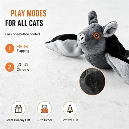 Flying Bat Dog Toy, 2026 New Flying Bat Toy for Dogs, Flapping Wings Interactive Pet Toy with Chirping Engages Cats and Dogs, Detachable USB Rechargeable, Hanging and Ground Play ，Bird：2PCS