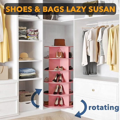 SpaceAid 5 Tier Rotating Shoe Rack Tower, Spinning Shoe Display Lazy Susan