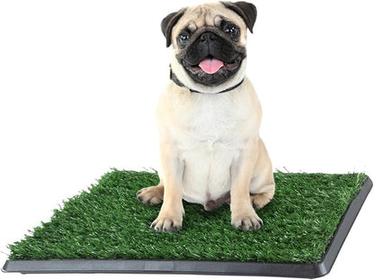 PETMAKER Artificial Grass Puppy Pee Pad for Dogs and Small Pets, 16” x 20” | Reusable 3-Layer Turf Pads for Dogs with Tray, Indoor and Outdoor Fake Grass Potty, Pet Supplies