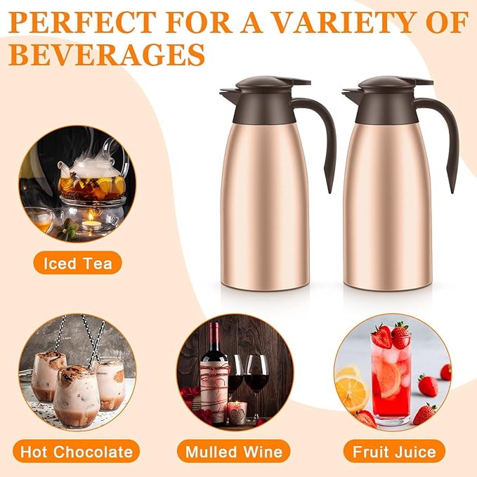 Norme 2 Pcs Thermal Coffee Carafe Insulated Stainless Steel Coffee Carafe