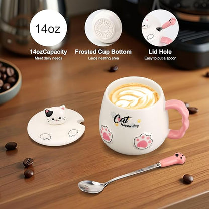 Bsigo Smart Coffee Mug Warmer & Cute Cat Mug Set, Coffee Beverage Cup Warmer