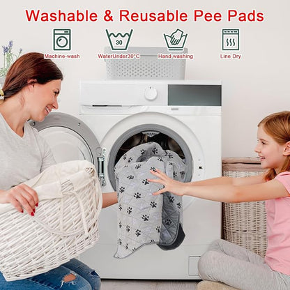 2 Pack 72"x 72" Waterproof Non Slip Wee pad，Reusable Washable Pee Pads for Dogs，Absorbent and Leakproof Training Mats for Potty, Bed, Sofa, Potty Training