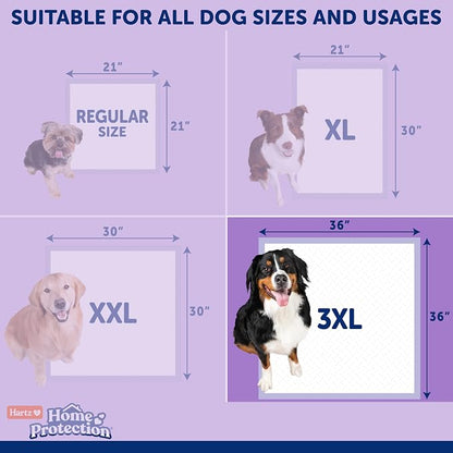 Hartz Home Protection Super Absorbent Odor Eliminating Lavender Scented No Leak Dog Pads, 3XL 14 Count