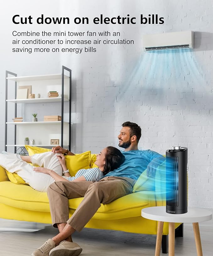 Abolee Tower Fan for Bedroom, 23ft/s Desk Fan
