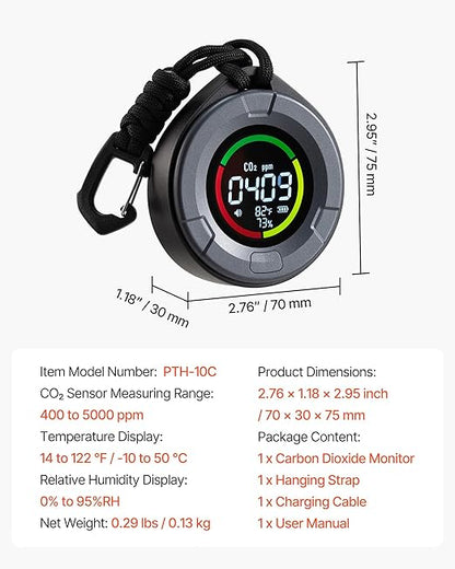 VEVOR Carbon Dioxide Monitor, CO2 Controller