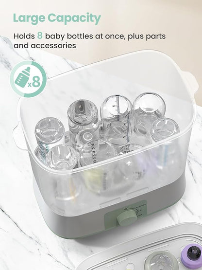 Grownsy Adjustable 4 in 1 Large Bottle Sterilizer and Dryer, 8 Bottles Capacity