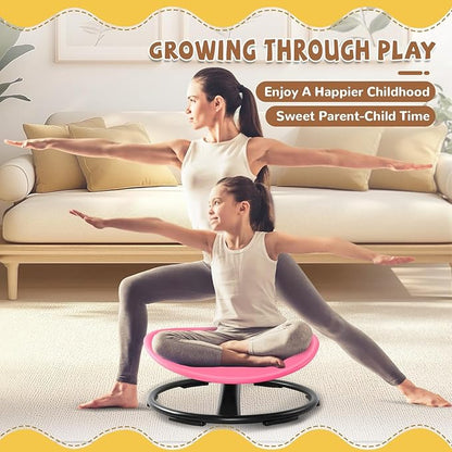 Zhenx Spinning Chair for Autistic Kids (Ages 3-18) - 220LBS Capacity Sensory Swivel Seat - Sensory Toy for Teens with ADHD/Autism - Sit and Spin Calming Gift to Improve Focus & Body Balance (Pink)