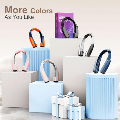 AI Portable Neck Fan with 6 Powerful Speeds, 8000mAh Battery Operated USB-C